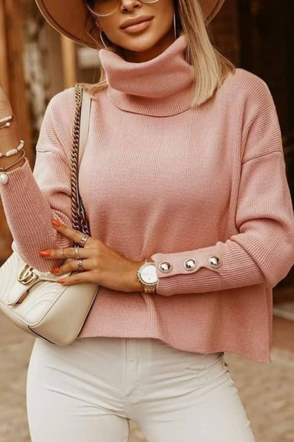 Casual Solid Patchwork Turndown Collar Tops(2 Colors)